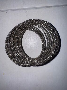 Stella & Dot Silver Beaded Coil Bracelet